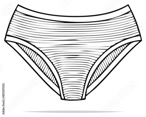 Graphic illustration of underwear, feminine clothing, lingerie