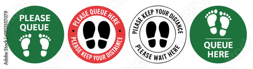 please queue here floor sign set