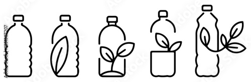 recycle plastic bottle eco label icon