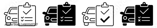 car document checkmark icon set