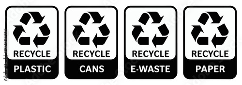 recycle label symbols product packaging set