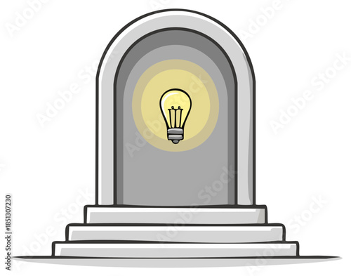 Bright Lightbulb Illuminates Archway Entrance Concept Symbolizing New Ideas and Innovation