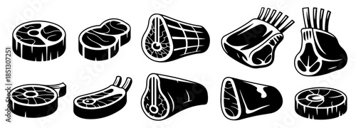 steak doneness level icon set