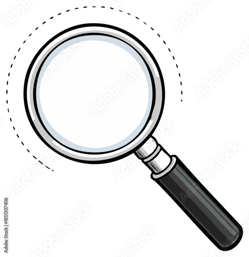 Magnifying glass illustration with dashed line for search and investigation