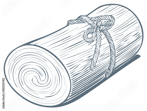 Rolled Document Tied With Rope Sketch