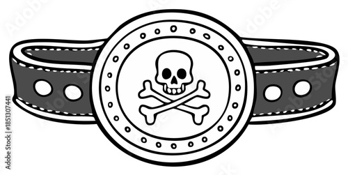 Pirate Belt Buckle Cartoon with Skull and Crossbones Motif