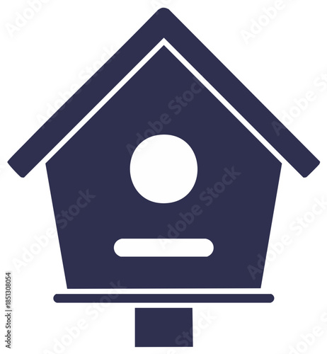 Simple birdhouse glyph icon solid vector graphic for nature and wildlife themes