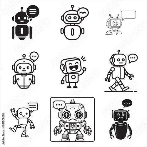 Friendly AI Chatbot Robot Assistant With Speech Bubble