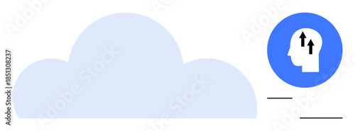 Cloud computing. Cloud computing enhances data accessibility and collaboration. Icons depict innovation and upward growth. Use for technology, business, innovation, education, and futuristic