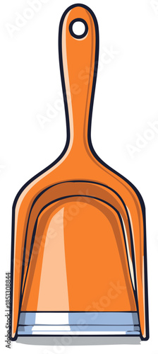 Orange Plastic Dustpan Illustration for Home Cleaning and Janitorial Supplies