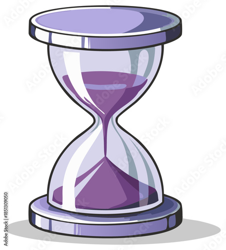 Purple Hourglass Cartoon Illustration Time Passing Duration Deadline Time Management