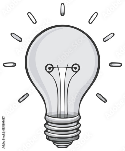 Illuminated light bulb with radiating lines symbolizing inspiration and ideas.