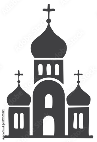 Classic Eastern Orthodox Church Silhouette with Crosses and Domes