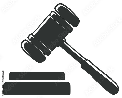 Dark Silhouette of a Judge's Gavel Striking a Sounding Block