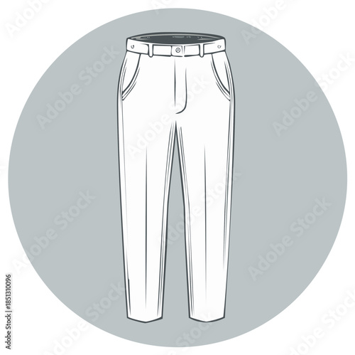 Outline vector illustration of classic trousers with pockets and belt loops