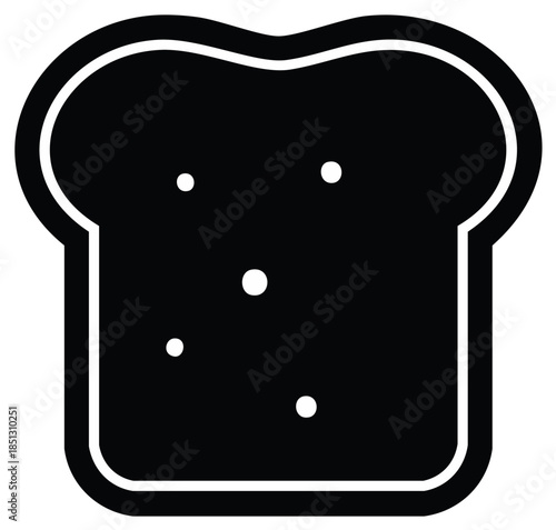 Toast Slice Black and White Icon Symbol Graphic