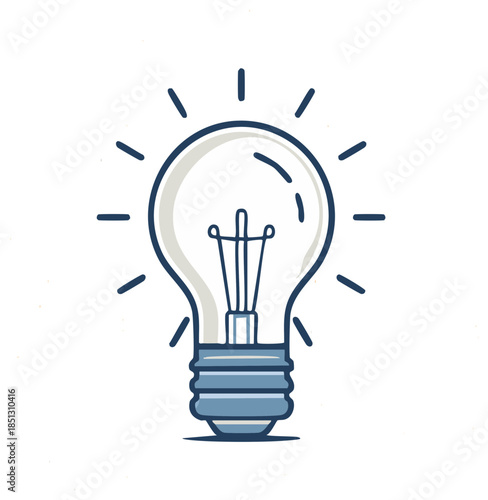 Cartoon lightbulb illuminating an idea concept electric power innovation