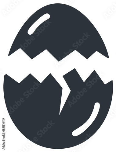 Cracked Egg Shell Simple Graphic Isolated Design Element Representing a Fresh Start or Beginning