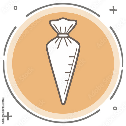 Pastry Bag Line Art Graphic, Bakery Tool Icon, Culinary Decoration Element