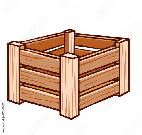Wooden Crate Illustration. Simple vector illustration of a wooden box