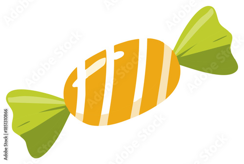 Wrapped candy illustration in orange and green for sweet treats concept