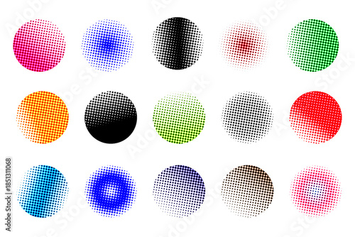 Vector Colorful pixelated Circle Shape with vibrant hues and transparent background