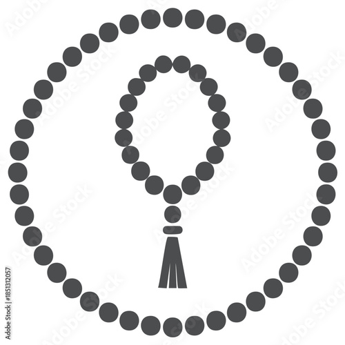 Vector illustration of prayer beads with tassel, graphic design, isolated icon