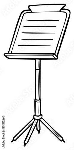Cartoon Illustration of Music Stand with Blank Sheet Space Ready for Musical Notation