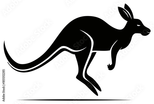 Jumping kangaroo silhouette stylized vector illustration of an Australian animal