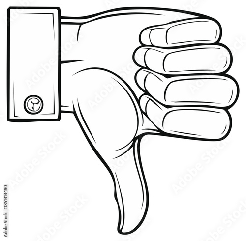 Stylized Black and White Hand Gesture Showing Disapproval