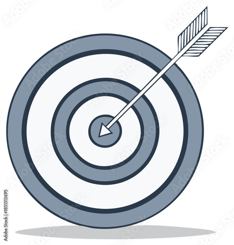 Arrow hitting the bullseye on a target board representing success and precision