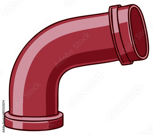 Cartoon Red Pipe Elbow Illustration for Plumbing and Industrial Systems