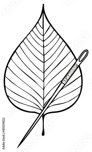 Leaf and Needle: A Line Art Illustration