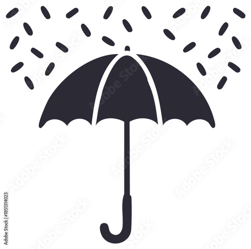 Umbrella with falling rain icon symbol for weather forecast protection