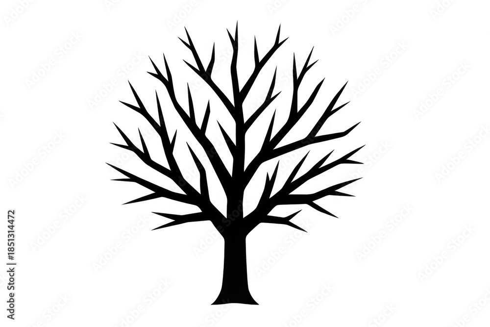Obraz premium Tree silhouette with bare branches, representing winter, nature, seasonality, growth, and the environment. Transparent background