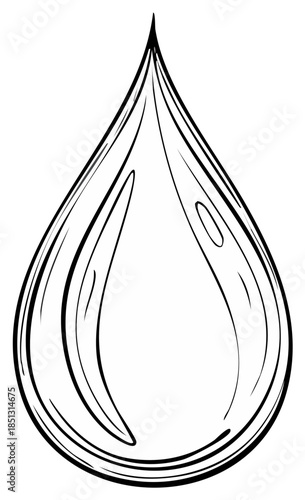 Black and White Sketch of a Water Droplet with Reflections