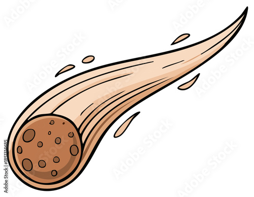 Cartoon illustration of a comet with a trail of debris.