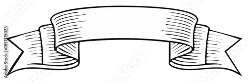 Vintage banner with space for text, graphic design element with ornate hatching texture and flowing shape