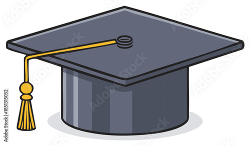 Classic graduation cap with golden yellow tassel representing academic achievement and education success