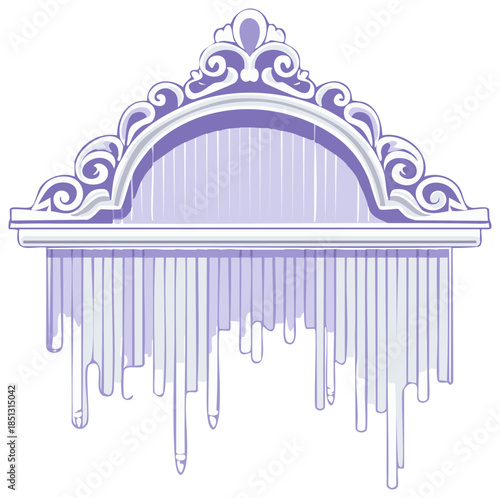 Purple ornate decorative arch frame with abstract dripping fluid design