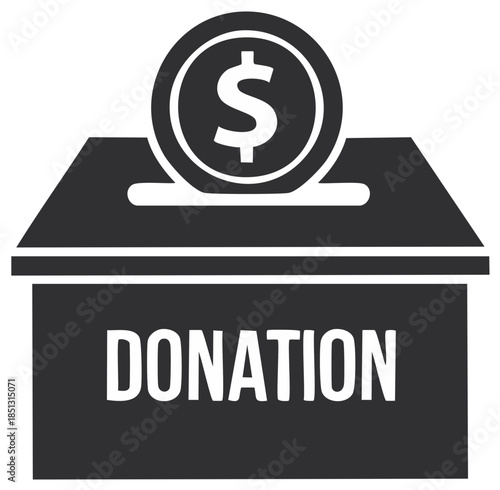 Coin Drop into Donation Box with Dollar Sign Symbol Support and Charity Concept