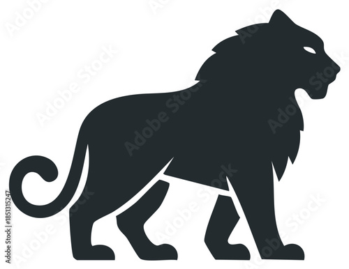 Strong Dark Lion Silhouette Standing Proudly Symbolizing Power and Regal Majesty