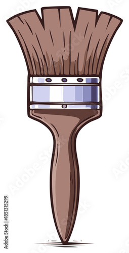 Illustration of a Brown Paint Brush, Painting Tool for Art and Decoration Projects