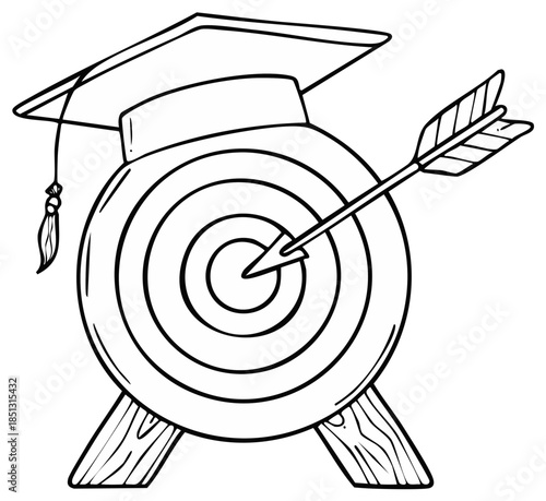 Graduation Cap Topped Target With Arrow Symbolizing Achievement and Goal Achievement