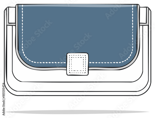 Stylish blue flap white body handbag illustration with decorative stitching detail for fashion design