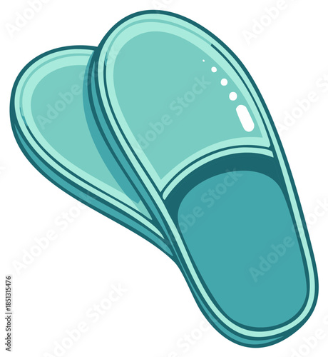 Turquoise blue modern comfortable open toe house slippers or slide sandals for home relaxation