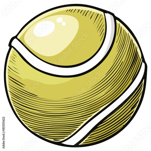 Vibrant green yellow tennis ball detailed illustration for sports game equipment and design