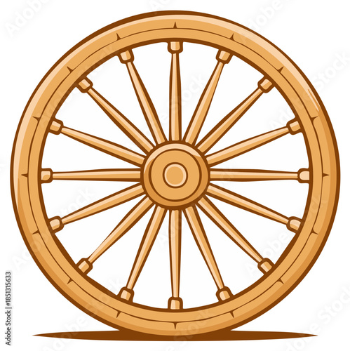 Antique wooden wagon wheel illustration from an old western pioneer cart