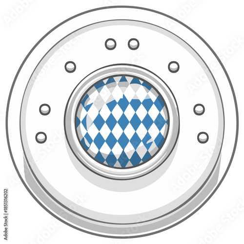 Traditional Bavarian emblem featuring blue and white diamond pattern icon