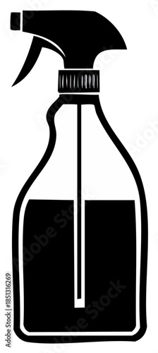 Black Silhouette of a Spray Bottle with Liquid